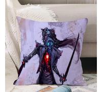VJIZLOQB Fodera per Cuscino Decorativa Copricuscini,Federe Cuscini Divano, Decorazioni di Natale per Casa, Giardino,Illustrazione digitale di un personaggio androide samurai blu con mani a fo,40x40cm