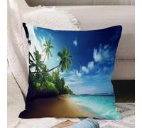 VJIZLOQB Fodera per Cuscino Decorativa Copricuscini,Federe Cuscini Divano, Decorazioni di Natale per Casa, Giardino,spiaggia al tramonto sull'isola di Mahe alle Seychelles,40x40cm