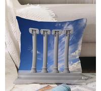 VJIZLOQB Fodera per Cuscino Decorativa Copricuscini,Federe Cuscini Divano, Decorazioni di Natale per Casa, Giardino,Quattro antichi pilastri con cielo azzurro sullo sfondo.,40x40cm