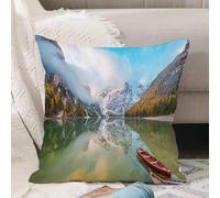 VJIZLOQB Fodera per Cuscino Decorativa Copricuscini,Federe Cuscini Divano, Decorazioni di Natale per Casa, Giardino,Bellissimo paesaggio autunnale magico e fatato con barche,50x50cm