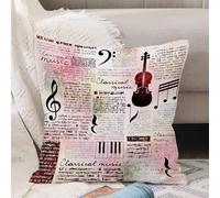 VJIZLOQB Fodera per Cuscino Decorativa Copricuscini,Federe Cuscini Divano, Decorazioni di Natale per Casa, Giardino,Chiave di violino e note su sfondo sfocato. Sfondo di musica classica senza,50x50cm