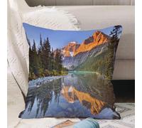 VJIZLOQB Fodera per Cuscino Decorativa Copricuscini,Federe Cuscini Divano, Decorazioni di Natale per Casa, Giardino,Il monte Edith Cavell riflesso nel lago Cavell nel parco nazionale Jasper i,40x40cm