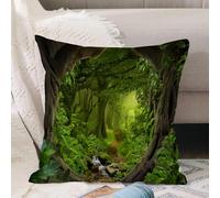 VJIZLOQB Fodera per Cuscino Decorativa Copricuscini,Federe Cuscini Divano, Decorazioni di Natale per Casa, Giardino,Profonde giungle tropicali con fiume nel sud-est asiatico,40x40cm