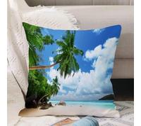 VJIZLOQB Fodera per Cuscino Decorativa Copricuscini,Federe Cuscini Divano, Decorazioni di Natale per Casa, Giardino,spiaggia sull'isola di Mahe alle Seychelles,40x40cm