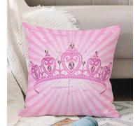 VJIZLOQB Fodera per Cuscino Decorativa Copricuscini,Federe Cuscini Divano, Decorazioni di Natale per Casa, Giardino,Corona da principessa a forma di cuore rosa a tema infanzia della regina su,40x40cm