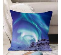 VJIZLOQB Fodera per Cuscino Decorativa Copricuscini,Federe Cuscini Divano, Decorazioni di Natale per Casa, Giardino,Inverno, Aurora Boreale a Kirkjufell, Islanda Fenomeni Naturali Ambiente Se,30x30cm