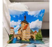 VJIZLOQB Fodera per Cuscino Decorativa Copricuscini,Federe Cuscini Divano, Decorazioni di Natale per Casa, Giardino,Rathaus a Bamberg Germania paesaggio urbano storico europeo. Sonnent,50x50cm