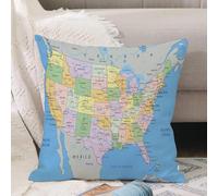 VJIZLOQB Fodera per Cuscino Decorativa Copricuscini,Federe Cuscini Divano, Decorazioni di Natale per Casa, Giardino,Stati Uniti d'America - Mappa politica modificabile, molto dettagliata, con,50x50cm