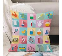 VJIZLOQB Fodera per Cuscino Decorativa Copricuscini,Federe Cuscini Divano, Decorazioni di Natale per Casa, Giardino,Set di icone di chimica e scienza. Set piatto di icone di chimica e scienza,40x40cm