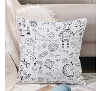 VJIZLOQB Fodera per Cuscino Decorativa Copricuscini,Federe Cuscini Divano, Decorazioni di Natale per Casa, Giardino,Set di scarabocchi didattici scientifici che comprendono biologia, matemati,40x40cm