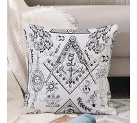 VJIZLOQB Fodera per Cuscino Decorativa Copricuscini,Federe Cuscini Divano, Decorazioni di Natale per Casa, Giardino,Sfondo senza soluzione di continuità con simboli massonici e misteriosi. Em,50x50cm