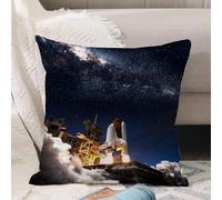 VJIZLOQB Fodera per Cuscino Decorativa Copricuscini,Federe Cuscini Divano, Decorazioni di Natale per Casa, Giardino,Lo Space Shuttle decolla per una missione. Elementi di questa immagine forn,50x50cm