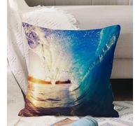 VJIZLOQB Fodera per Cuscino Decorativa Copricuscini,Federe Cuscini Divano, Decorazioni di Natale per Casa, Giardino,Oceano, Alba a Las Olas Prospettiva dello Scenario della Persona che Fa Sur,50x50cm