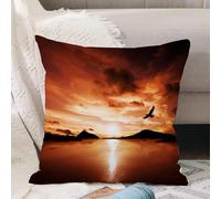 VJIZLOQB Fodera per Cuscino Decorativa Copricuscini,Federe Cuscini Divano, Decorazioni di Natale per Casa, Giardino,Uccelli in volo Un uccello marino vola via verso lo straordinario tramonto,40x40cm
