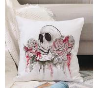 VJIZLOQB Fodera per Cuscino Decorativa Copricuscini,Federe Cuscini Divano, Decorazioni di Natale per Casa, Giardino,Illustrazione vettoriale di teschio e fiori Giorno dei morti,50x50cm