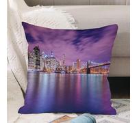 VJIZLOQB Fodera per Cuscino Decorativa Copricuscini,Federe Cuscini Divano, Decorazioni di Natale per Casa, Giardino,Panorama notturno di Manhattan a New York USA,40x40cm