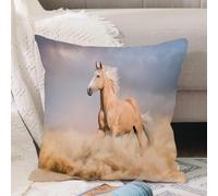 VJIZLOQB Fodera per Cuscino Decorativa Copricuscini,Federe Cuscini Divano, Decorazioni di Natale per Casa, Giardino,Cavalli, cavallo palomino nel deserto di sabbia con un animale selvatico co,40x40cm