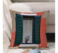 VJIZLOQB Fodera per Cuscino Decorativa Copricuscini,Federe Cuscini Divano, Decorazioni di Natale per Casa, Giardino,Decorazione delle persiane, vecchia pietra italiana con persiane medievali,50x50cm