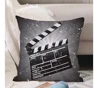 VJIZLOQB Fodera per Cuscino Decorativa Copricuscini,Federe Cuscini Divano, Decorazioni di Natale per Casa, Giardino,Cinema, ciak su sfondo retrò con effetto grunge Scena del regista,40x40cm