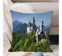VJIZLOQB Fodera per Cuscino Decorativa Copricuscini,Federe Cuscini Divano, Decorazioni di Natale per Casa, Giardino,Germania Castello di Neuschwanstein Piacevole paesaggio naturale. Foresta v,40x40cm