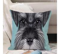 VJIZLOQB Fodera per Cuscino Decorativa Copricuscini,Federe Cuscini Divano, Decorazioni di Natale per Casa, Giardino,Ritratto di cane Schnauzer. Ritratto illustrato di uno Schnauzer nero su sf,50x50cm
