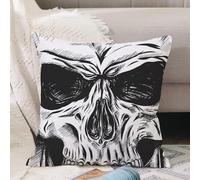 VJIZLOQB Fodera per Cuscino Decorativa Copricuscini,Federe Cuscini Divano, Decorazioni di Natale per Casa, Giardino,teschio disegnato in bianco e nero icona illustrazione vettoriale progettaz,50x50cm