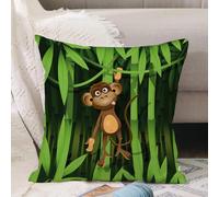VJIZLOQB Fodera per Cuscino Decorativa Copricuscini,Federe Cuscini Divano, Decorazioni di Natale per Casa, Giardino,illustrazione una scimmia marrone nella giungla,40x40cm