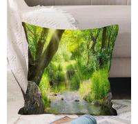 VJIZLOQB Fodera per Cuscino Decorativa Copricuscini,Federe Cuscini Divano, Decorazioni di Natale per Casa, Giardino,Foresta, cascata di ruscello nella foresta tropicale tra alberi giungla bos,40x40cm