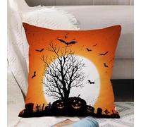 VJIZLOQB Fodera per Cuscino Decorativa Copricuscini,Federe Cuscini Divano, Decorazioni di Natale per Casa, Giardino,Albero della morte sotto la luna Foresta spettrale e cimitero Sfondo di Hal,40x40cm