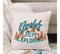 VJIZLOQB Fodera per Cuscino Decorativa Copricuscini,Federe Cuscini Divano, Decorazioni di Natale per Casa, Giardino,Non smettere mai di esplorare il p o la cartolina con lettere retrò vettori,40x40cm