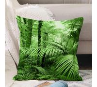 VJIZLOQB Fodera per Cuscino Decorativa Copricuscini,Federe Cuscini Divano, Decorazioni di Natale per Casa, Giardino,Fogliame verde lussureggiante nella giungla tropicale,40x40cm