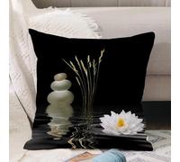 VJIZLOQB Fodera per Cuscino Decorativa Copricuscini,Federe Cuscini Divano, Decorazioni di Natale per Casa, Giardino,Foglia, pietre calde di pietra zen con riflesso del fiore di loto asiatico,40x40cm