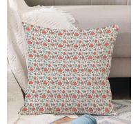 VJIZLOQB Fodera per Cuscino Decorativa Copricuscini,Federe Cuscini Divano, Decorazioni di Natale per Casa, Giardino,Asiatico, motivo floreale con foglie e fiori orientali, design classico ant,50x50cm