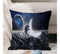VJIZLOQB Fodera per Cuscino Decorativa Copricuscini,Federe Cuscini Divano, Decorazioni di Natale per Casa, Giardino,L'astronauta e la sua missione. Tecnica mista,50x50cm