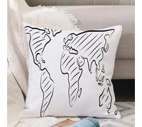 VJIZLOQB Fodera per Cuscino Decorativa Copricuscini,Federe Cuscini Divano, Decorazioni di Natale per Casa, Giardino,Wanderlust, Illustrazione di una bozza di schizzo della mappa del mondo in,45x45cm