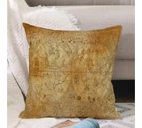 VJIZLOQB Fodera per Cuscino Decorativa Copricuscini,Federe Cuscini Divano, Decorazioni di Natale per Casa, Giardino,Vecchia mappa atlante vintage mappa del mondo globale disegno cartografia p,50x50cm