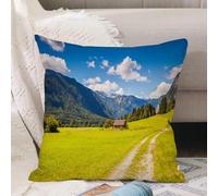 VJIZLOQB Fodera per Cuscino Decorativa Copricuscini,Federe Cuscini Divano, Decorazioni di Natale per Casa, Giardino,Natura, Valle rurale delle Alpi Giulie con foto di Paradiso di c,40x40cm