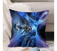 VJIZLOQB Fodera per Cuscino Decorativa Copricuscini,Federe Cuscini Divano, Decorazioni di Natale per Casa, Giardino,Astronavi tari futuristiche che entrano in un wormhole per giochi fantasy a,40x40cm
