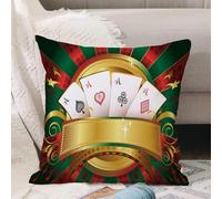 VJIZLOQB Fodera per Cuscino Decorativa Copricuscini,Federe Cuscini Divano, Decorazioni di Natale per Casa, Giardino,Torneo di poker, gioco d'azzardo Ricchezza Carte da gioco Mano Casinò Roule,40x40cm