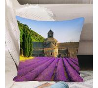 VJIZLOQB Fodera per Cuscino Decorativa Copricuscini,Federe Cuscini Divano, Decorazioni di Natale per Casa, Giardino,Abbazia di Senanque e ri di fiori di lavanda in fiore al tramonto. Gordes L,40x40cm