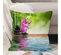 VJIZLOQB Fodera per Cuscino Decorativa Copricuscini,Federe Cuscini Divano, Decorazioni di Natale per Casa, Giardino,Set Spa, pietra di fiori di orchidea Cultura orientale Spiritualità Benesse,50x50cm