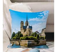 VJIZLOQB Fodera per Cuscino Decorativa Copricuscini,Federe Cuscini Divano, Decorazioni di Natale per Casa, Giardino,Decorazioni di Parigi, Cattedrale di Notre Dame De Paris, antiche destinazi,40x40cm