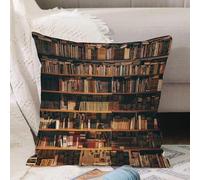VJIZLOQB Fodera per Cuscino Decorativa Copricuscini,Federe Cuscini Divano, Decorazioni di Natale per Casa, Giardino,Scaffale della biblioteca con libri scaffale topo di biblioteca,40x40cm