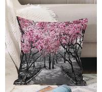 VJIZLOQB Fodera per Cuscino Decorativa Copricuscini,Federe Cuscini Divano, Decorazioni di Natale per Casa, Giardino,Fiori rosa a Central Park Paesaggio in bianco e nero NEW YORK CITY(1),40x40cm