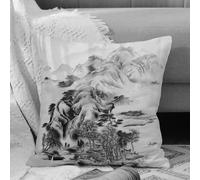 VJIZLOQB Fodera per Cuscino Decorativa Copricuscini,Federe Cuscini Divano, Decorazioni di Natale per Casa, Giardino,Arredamento asiatico, vista sulle montagne cinesi con alberi maestosimaesto,50x50cm