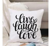 VJIZLOQB Fodera per Cuscino Decorativa Copricuscini,Federe Cuscini Divano, Decorazioni di Natale per Casa, Giardino,Vivi, ridi, ama Decor, citazione di ispirazione semplificata, design tipogr,50x50cm