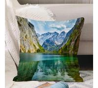 VJIZLOQB Fodera per Cuscino Decorativa Copricuscini,Federe Cuscini Divano, Decorazioni di Natale per Casa, Giardino,Paesaggio, sereno lago di montagna Obersee nella valle delle Alpi Germania,40x40cm