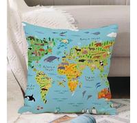VJIZLOQB Fodera per Cuscino Decorativa Copricuscini,Federe Cuscini Divano, Decorazioni di Natale per Casa, Giardino,mappa del Nord America con animali - illustrazione vettoriale eps,40x40cm