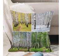 VJIZLOQB Fodera per Cuscino Decorativa Copricuscini,Federe Cuscini Divano, Decorazioni di Natale per Casa, Giardino,Sentiero forestale nella foresta di betulle giungla in autunno inverno prim,40x40cm