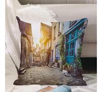 VJIZLOQB Fodera per Cuscino Decorativa Copricuscini,Federe Cuscini Divano, Decorazioni di Natale per Casa, Giardino,Tramonto nel centro storico d'Europa con retro vintage,50x50cm